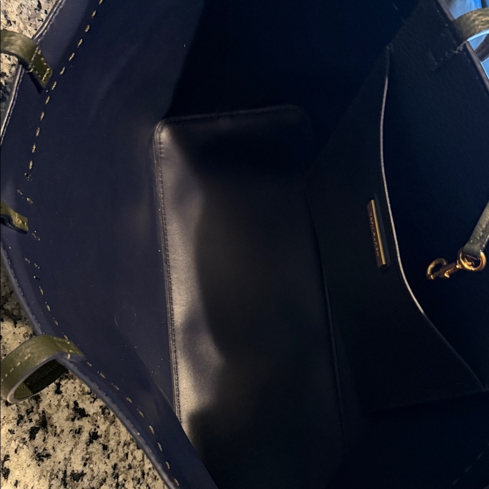Tory Burch Olive Green and Navy McGraw Tote - Picture 5 of 10